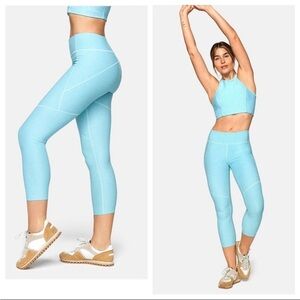 Outdoor voices crop warm up leggings pool blue XL